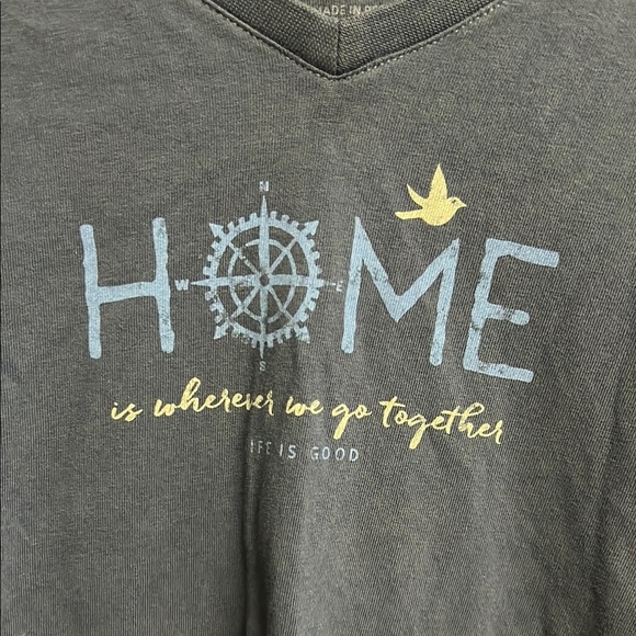 Life Is Good Dark Blue V-Neck Long Sleeve Shirt - Picture 2 of 4